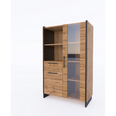 AMINO witryna niska 1d1w1s dąb wotan / czarny