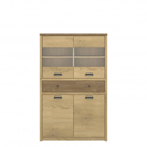 DENZEL witryna niska 2d2w1s dąb cremona / dąb lefkas