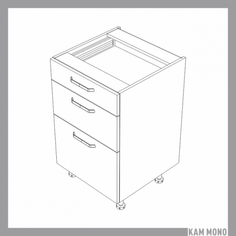 KAMMONO Fronty M4 Akryl - szafka dolna z szufladami DSS50/3