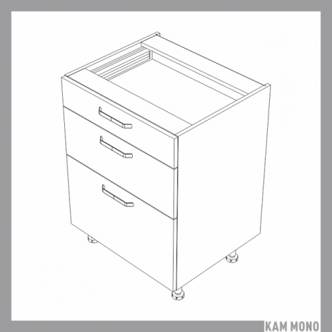 KAMMONO Fronty M4 Akryl - szafka dolna z szufladami DSS60/3
