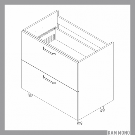 KAMMONO Fronty M4 Akryl - szafka dolna z szufladami DSS80/2PŁ do zabudowy płyty