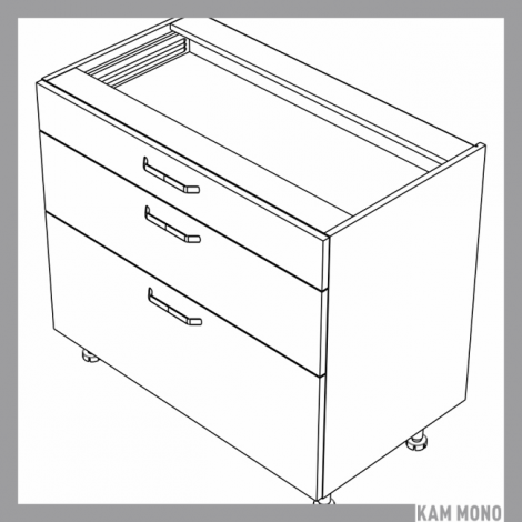 KAMMONO Fronty M4 Akryl - szafka dolna z szufladami DSS90/3