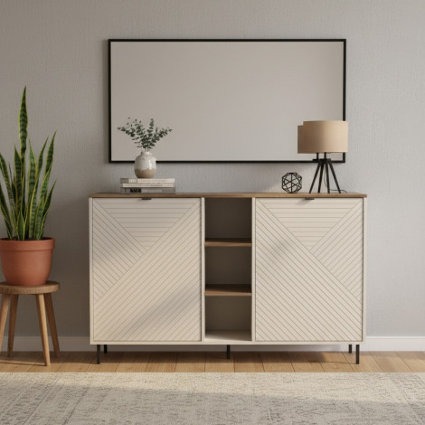 EVO komoda z półkami 2d kaszmir / dąb castello