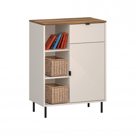 EVO regał otwarty niski 1d1s kaszmir / dąb castello