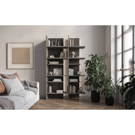 FITT FL-01L - regał lewy z oświetleniem - metalic ciemny/metalic jasny