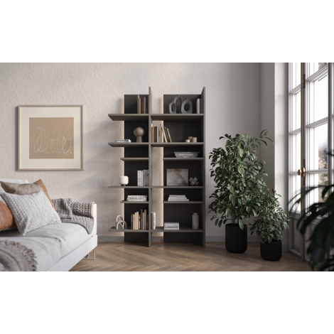 FITT FL-01P - regał prawy z oświetleniem - metalic ciemny/metalic jasny