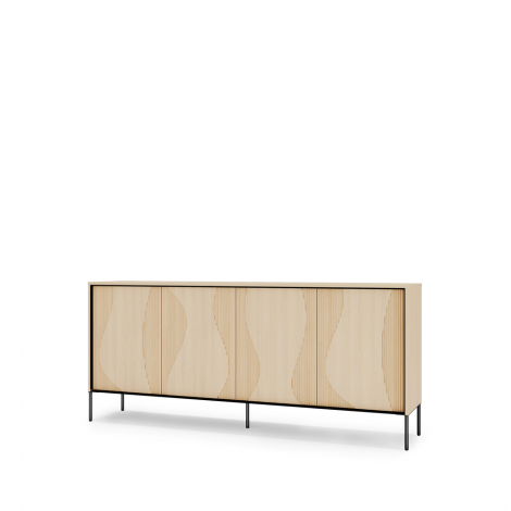 FLOW FW-04 - komoda 4d z oświetleniem - dąb vincenza bielona/czarny