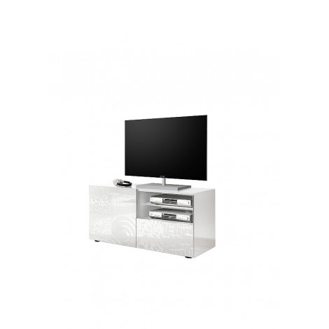 MIRO stolik telewizyjny lakier biały połysk z nadrukiem ozdobnym 209083-01