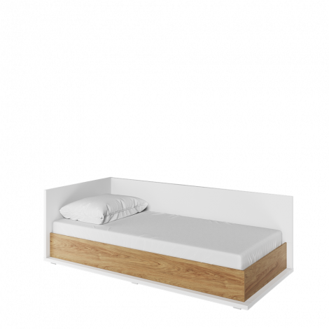 SIMI MS-09L - łóżko 90 lewe z materacem - biały/hikora naturalna
