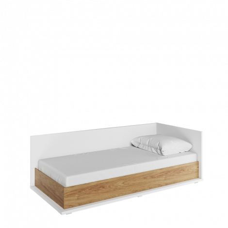SIMI MS-09P - łóżko 90 prawe z materacem - biały/hikora naturalna 