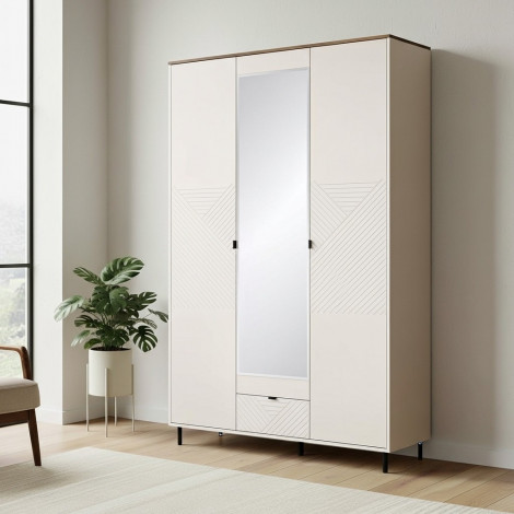 EVO szafa z lustrem 3d1s kaszmir / dąb castello