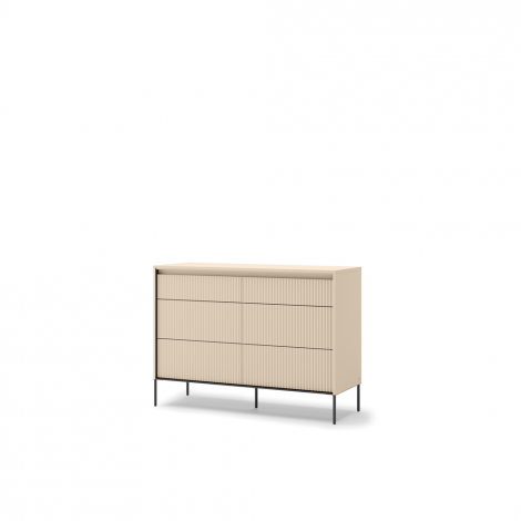 TREND SYPIALNIA TS-06 - komoda 6s z oświetleniem - beż piaskowy/czarny