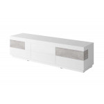 SILKE 2484GY40 Komoda RTV z 6 szufladami biały połysk + beton colorado