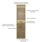 Witryna DENZEL 1D1W1S dąb cremona / dąb lefkas | Loftowa witryna do salon