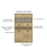 DENZEL witryna niska 2d2w1s dąb cremona / dąb lefkas