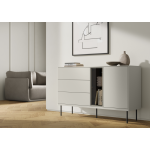 EPIRO EP-03 - komoda 1d3s1w 133 z oświetleniem - kaszmir/dąb ciemny