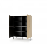 FLOW FW-02 - komoda 4d z oświetleniem - dąb vincenza bielona/czarny