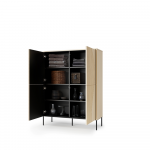 FLOW FW-02 - komoda 4d z oświetleniem - dąb vincenza bielona/czarny