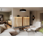 FLOW FW-02 - komoda 4d z oświetleniem - dąb vincenza bielona/czarny