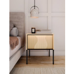 FLOW FW-07 - szafka nocna 1s z oświetleniem - dąb vincenza bielona/czarny