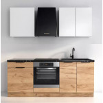 KAM SET Zestaw SET 1 zestaw szafek kuchennych z blatem BIAŁY/DĄB ZŁOTY KRAFT