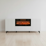 PAFOS komoda 180 biała z kominkiem