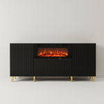 PAFOS komoda 180 czarna z kominkiem 