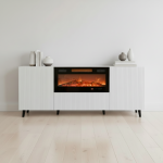 PAFOS komoda 180 biała z kominkiem