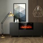 PAFOS komoda 180 czarna z kominkiem 