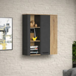 ESTEBAN witryna niska 1d1w grafit / dąb evok