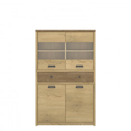 DENZEL witryna niska 2d2w1s dąb cremona / dąb lefkas