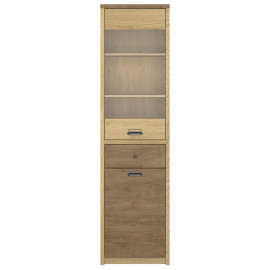 Witryna DENZEL 1D1W1S dąb cremona / dąb lefkas | Loftowa witryna do salon