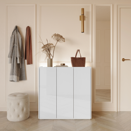 EASY EA-03 - komoda 3d z oświetleniem - biały połysk/dąb scandi