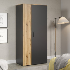 ESTEBAN szafa 2d grafit / dąb evok 