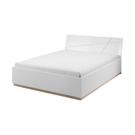 FUTURA FU-13 - łóżko (160) z pojemnikiem na pościel - biały/dąb riviera/biały połysk