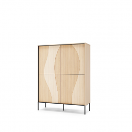 FLOW FW-02 - komoda 4d z oświetleniem - dąb vincenza bielona/czarny