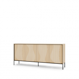 FLOW FW-04 - komoda 4d z oświetleniem - dąb vincenza bielona/czarny