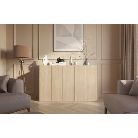 EASY EA-01 - komoda 5d z oświetleniem - dąb scandi/biały połysk