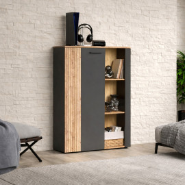  ESTEBAN witryna niska 2d1w grafit / dąb evok