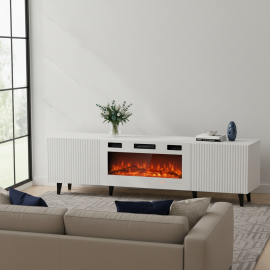 PAFOS szafka RTV 180 biała z kominkiem