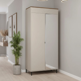 EVO szafa z lustrem 2d/40 kaszmir / dąb castello