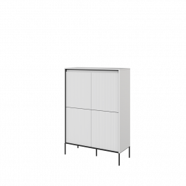 TREND TR-03 - komoda 4d z oświetleniem- biały/czarny/frezowanie półkole