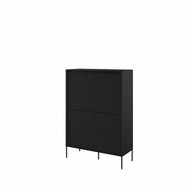 TREND TR-03 - komoda 4d z oświetleniem- czarny/frezowanie proste