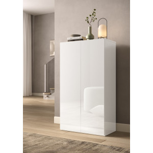 Smile szafka na buty, 2 drzwi, lakier biały połysk 