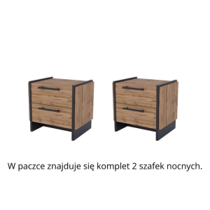 AMINO szafka nocna 2s - 2szt dąb wotan / czarny kpl