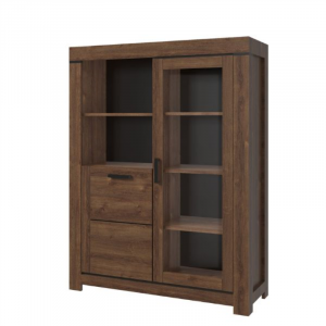 BRASS witryna niska 1d1w dąb brązowy