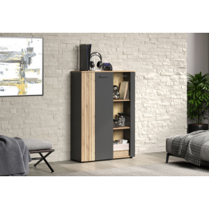  ESTEBAN witryna niska 2d1w grafit / dąb evok