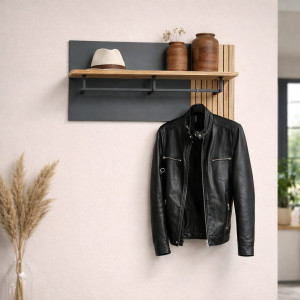 ESTEBAN wieszak panel 80 grafit / dąb evok