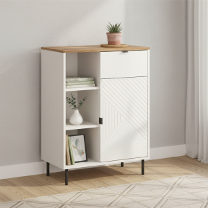 EVO regał otwarty niski 1d1s kaszmir / dąb castello