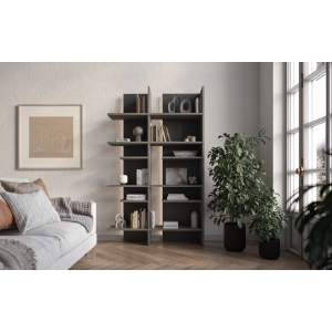 FITT FL-01P - regał prawy z oświetleniem - metalic ciemny/metalic jasny